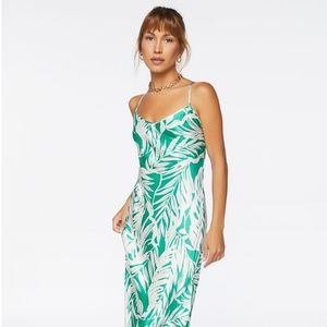 Tropical Leaf Tie-back MIDI Dress